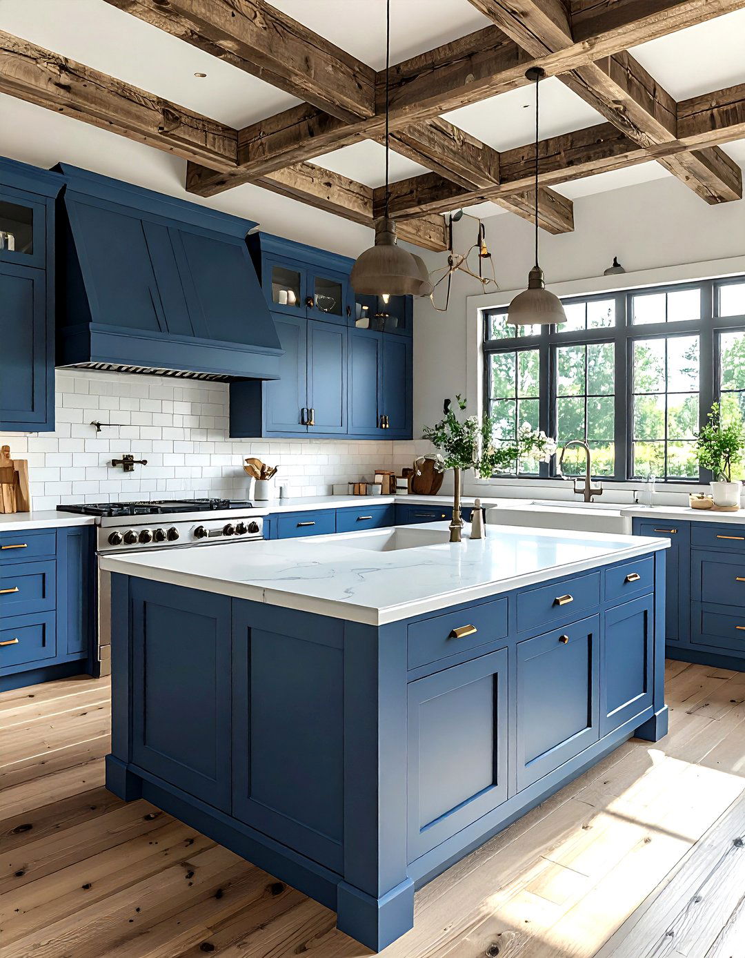 Farmhouse Blue Kitchen - 30 blue and white kitchen ideas