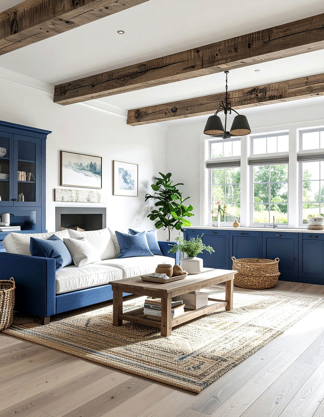 Farmhouse Blue Living Room - 30 blue living room design ideas