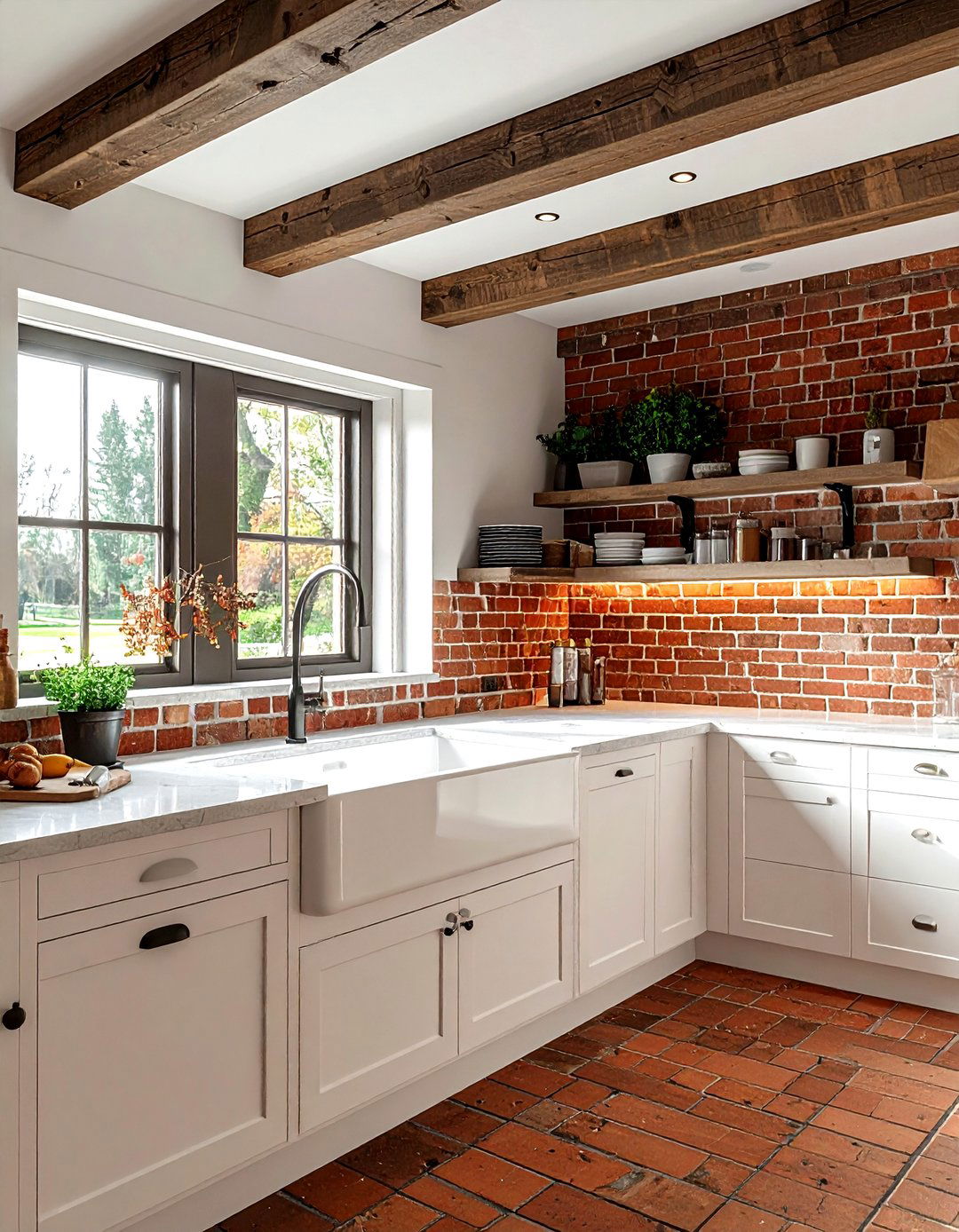Farmhouse Brick Kitchen - 30 brick kitchen ideas