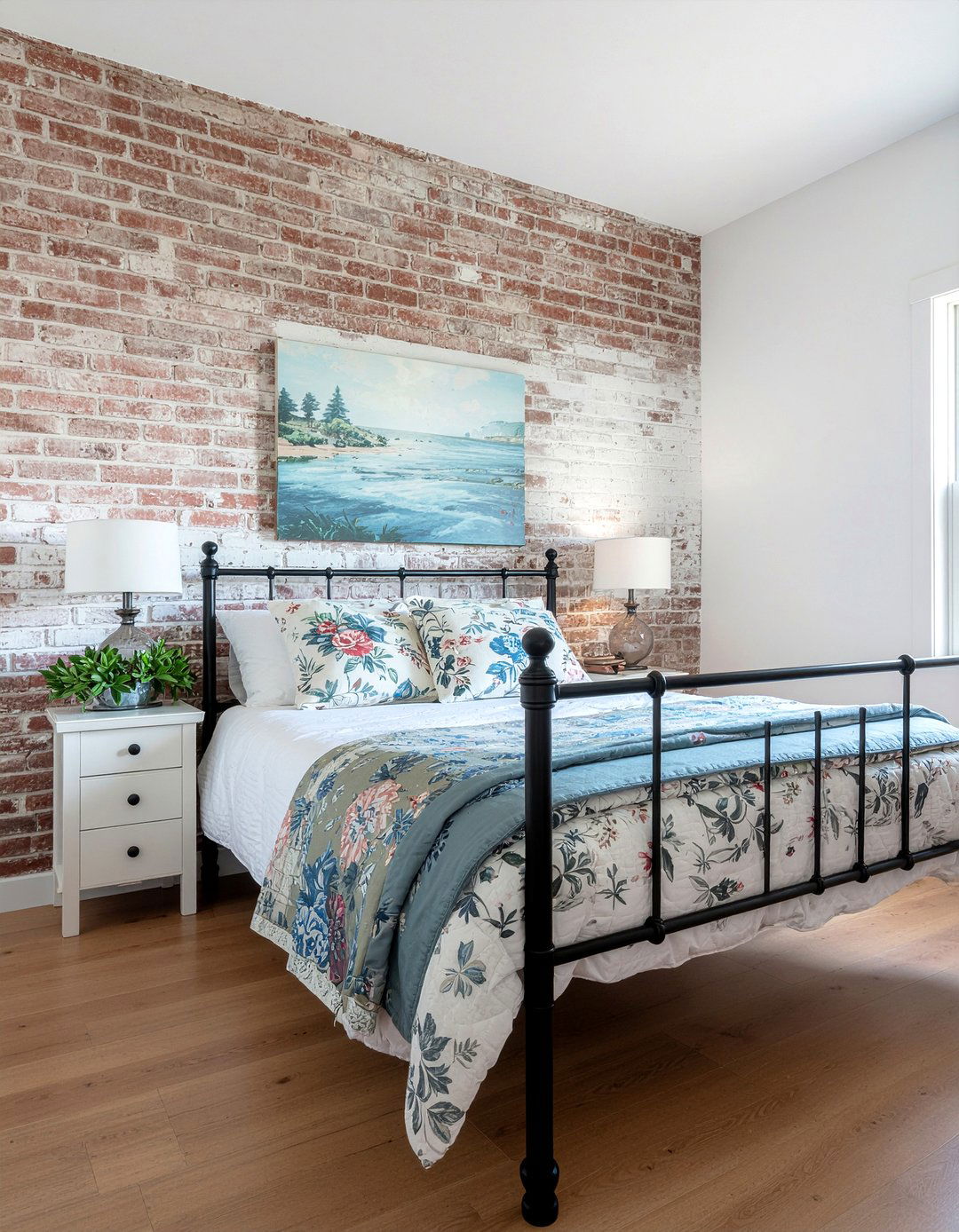 Farmhouse Brick Wall - 30 bedroom brick wall ideas