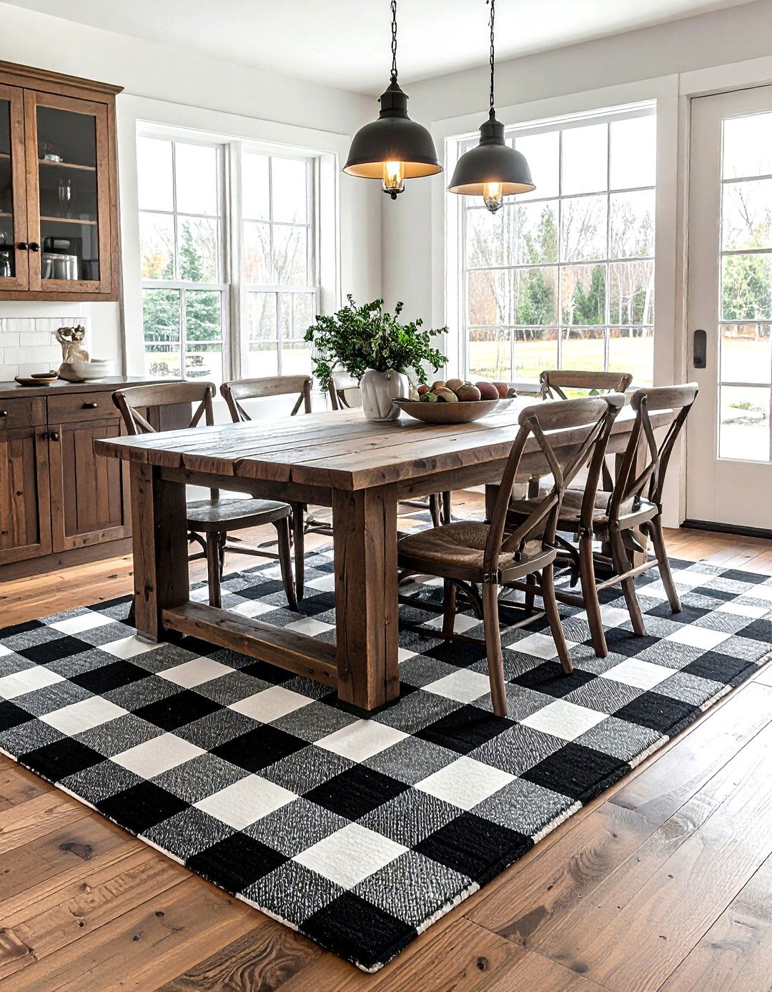 Farmhouse Buffalo Check Rug - 30 indoor outdoor rug dining room ideas