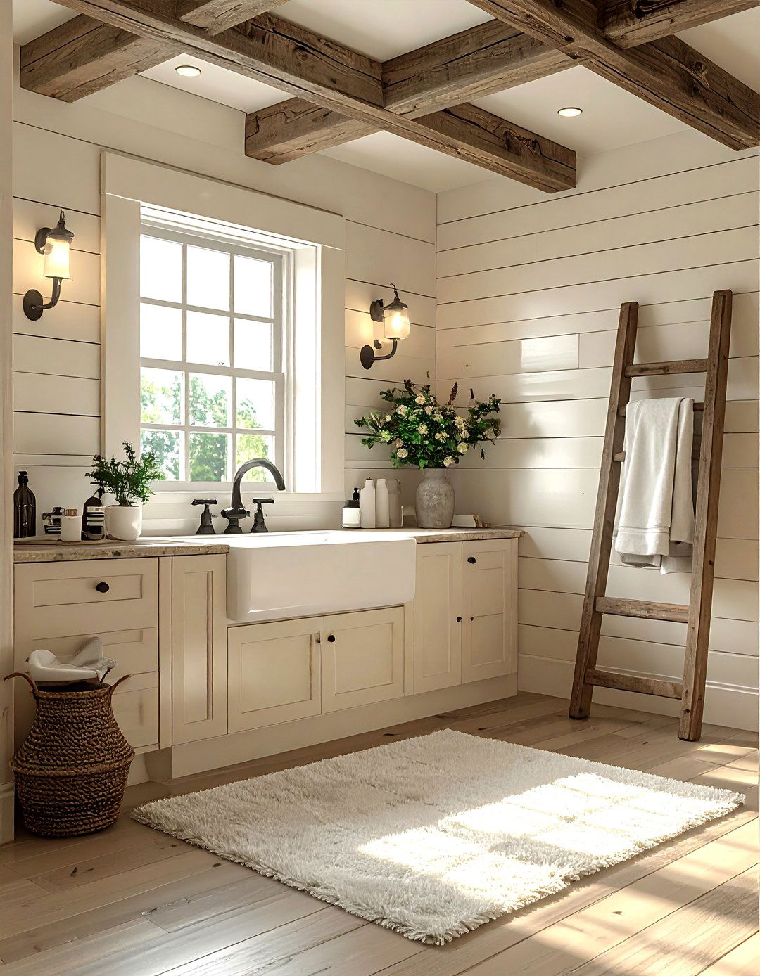 Farmhouse Cream Bathroom - 30 cream bathroom decor ideas