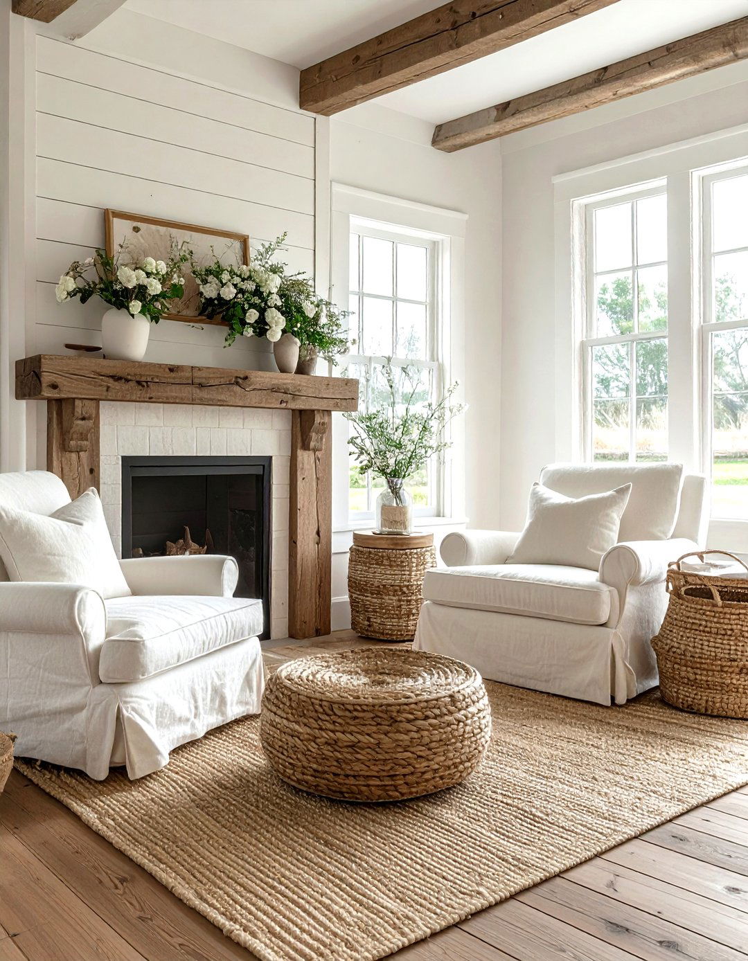 Farmhouse Cream Living Room - 30 cream living room decor ideas