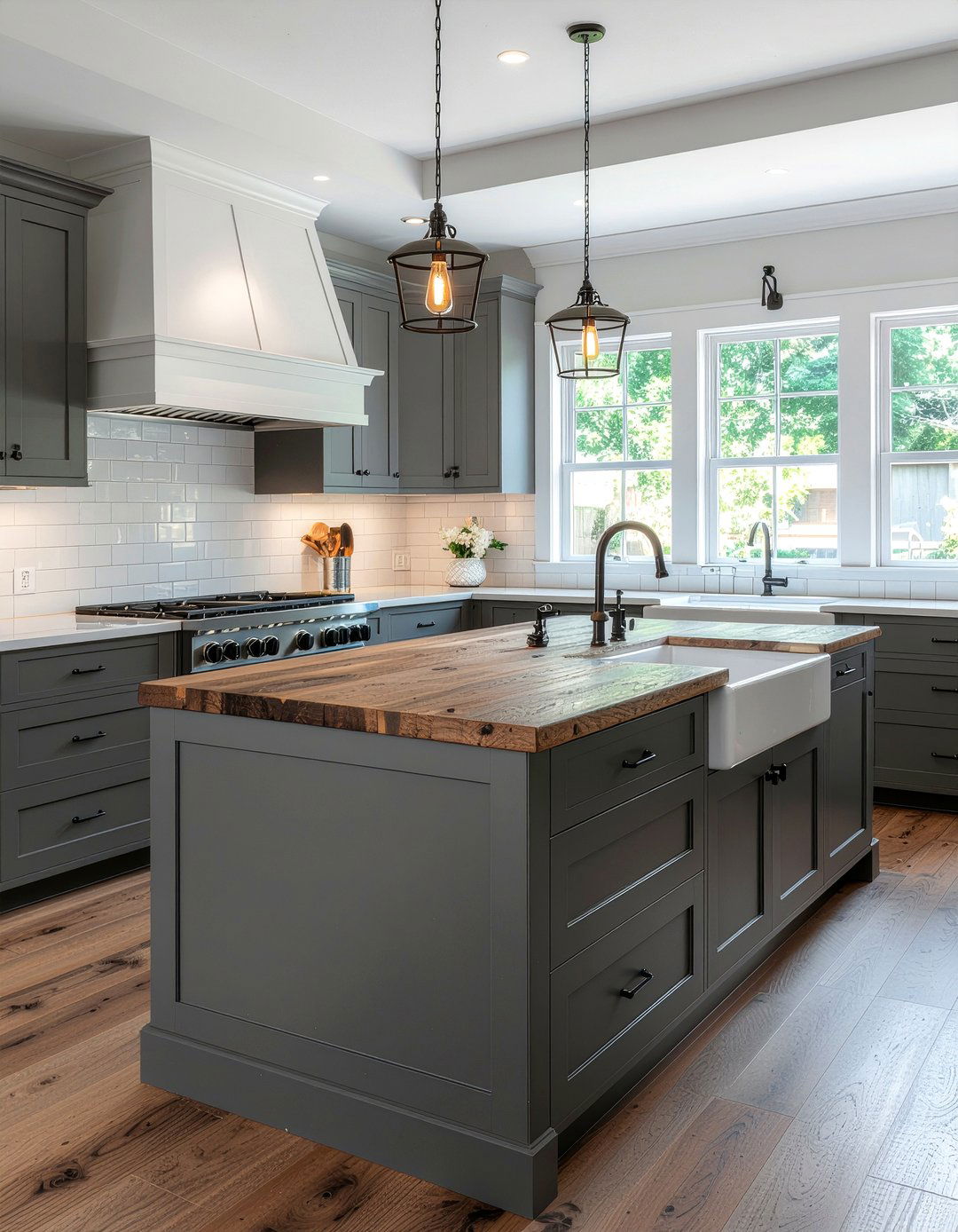 Farmhouse Dark Gray Kitchen With Apron Sink - 30 dark gray kitchen ideas