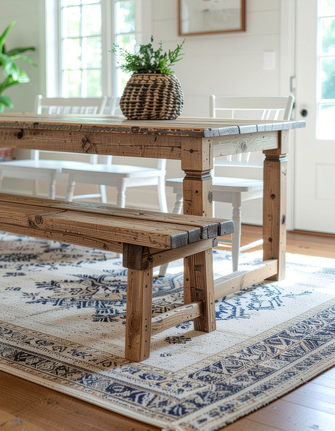 Farmhouse Dining Bench - 30 farmland dining room ideas