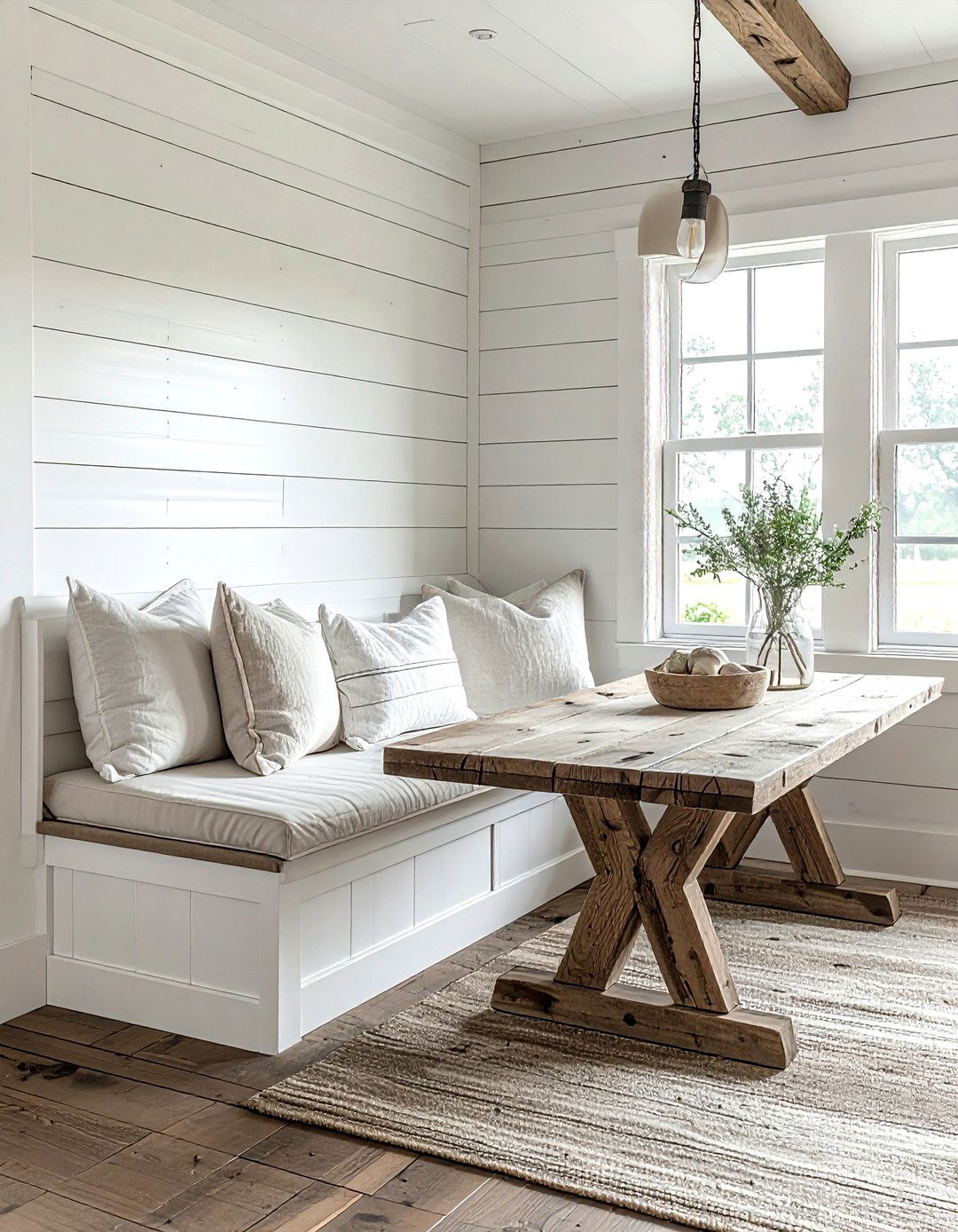 Farmhouse Dining Nook - 30 corner banquette dining ideas
