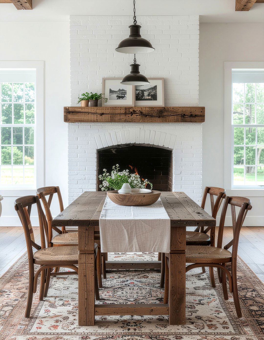 Farmhouse Dining Room Fireplace - 30 firelit dining room ideas