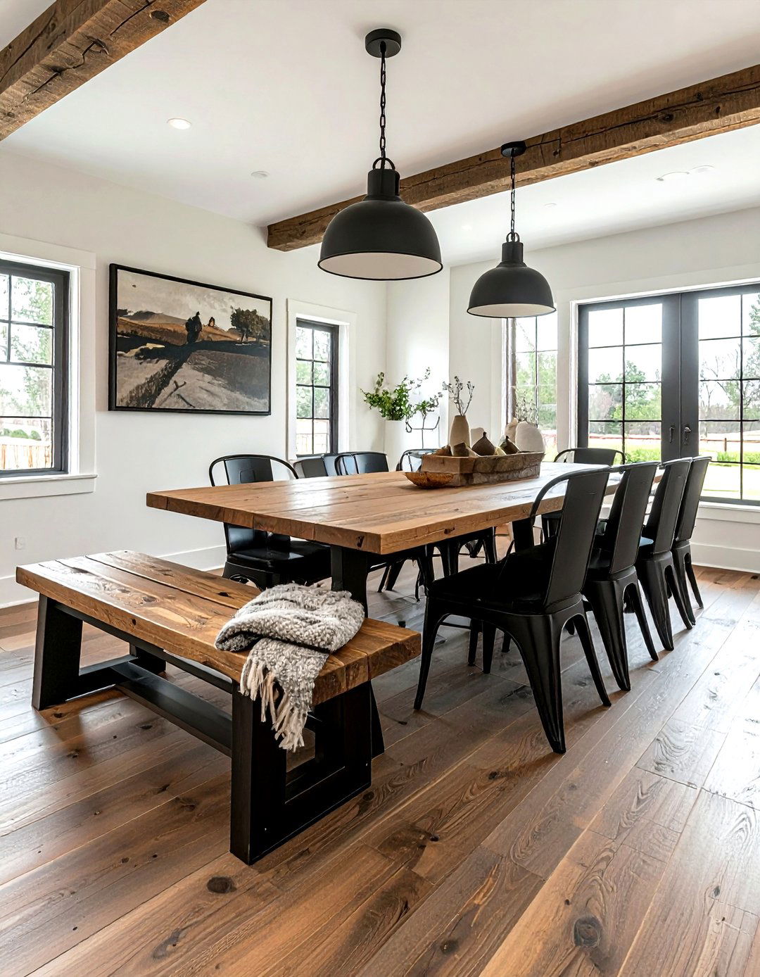 Farmhouse Dining Room With Bench - 30 modern farmhouse dining room ideas