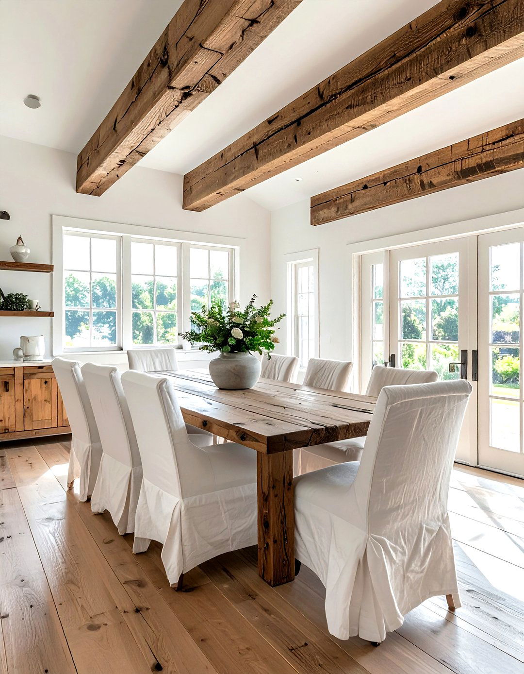 Farmhouse Dining Room With Exposed Beams - 30 modern farmhouse dining room ideas