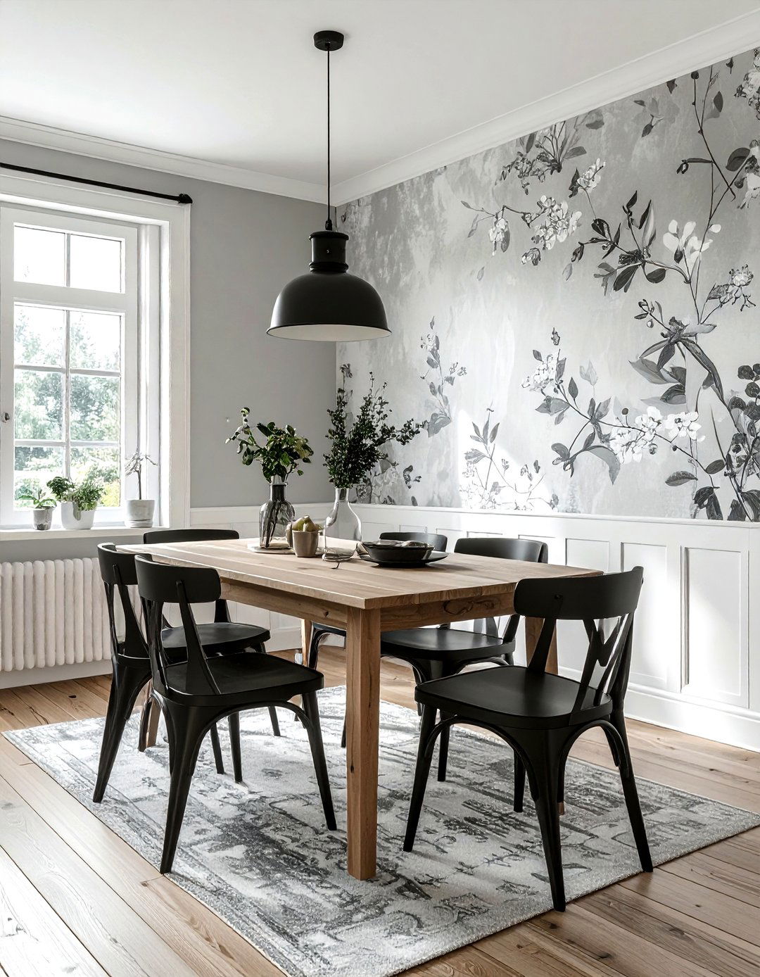 Farmhouse Dining Room With Wallpaper - 30 modern farmhouse dining room ideas