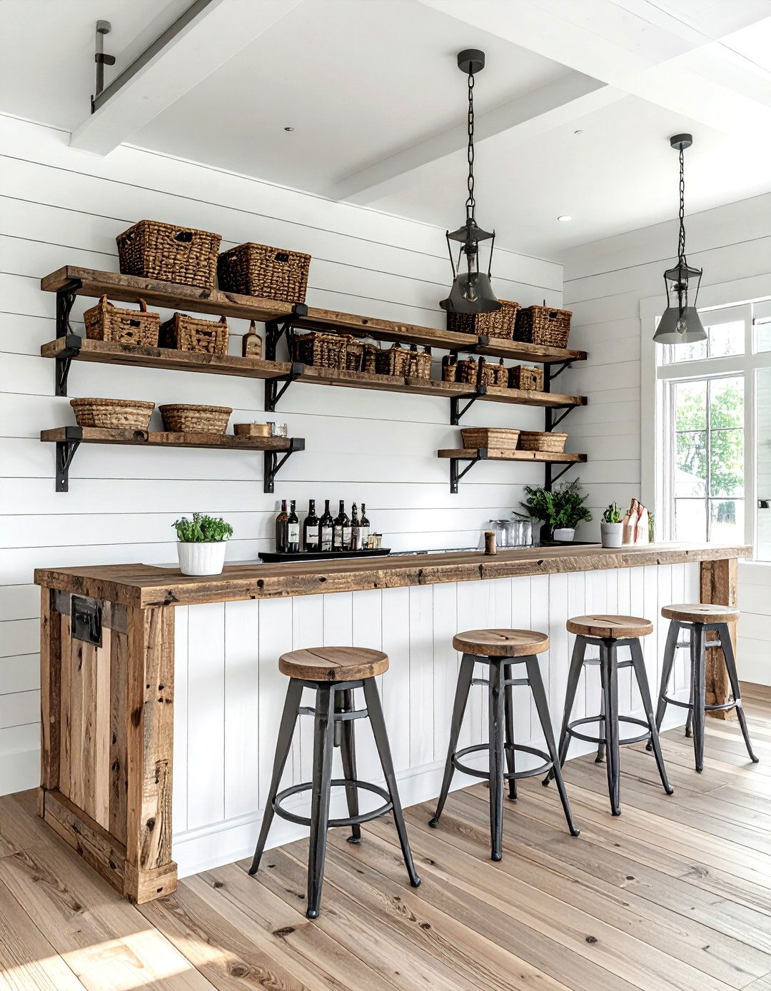 Farmhouse Dry Bar - 30 dining room dry bar ideas