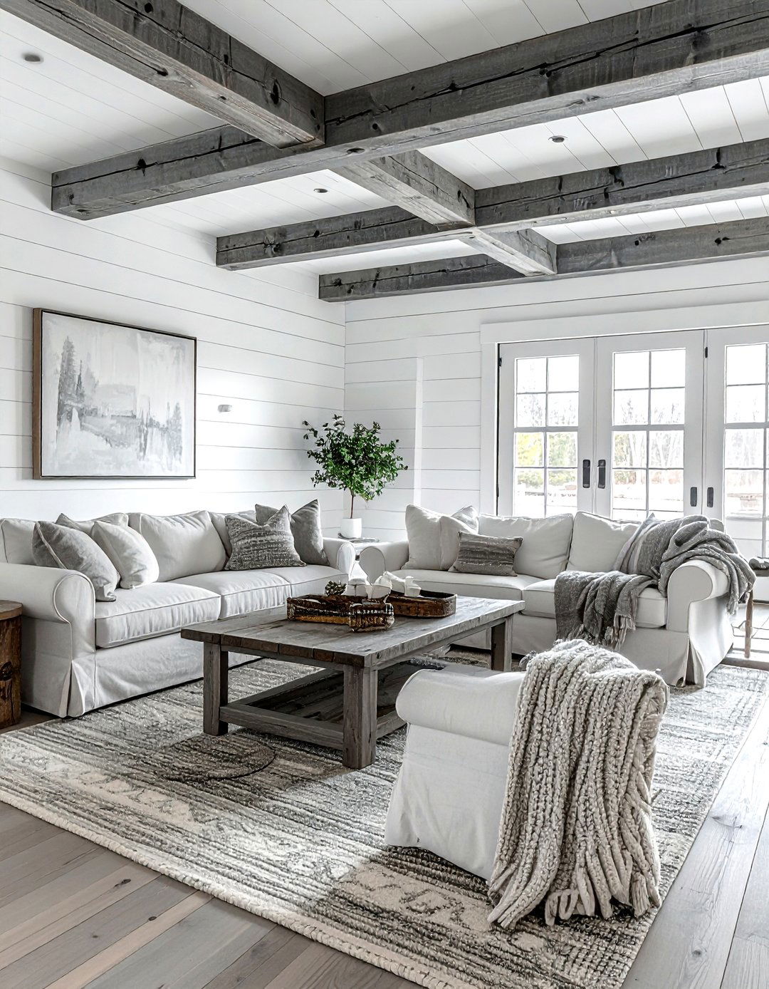 Farmhouse Gray And White - 30 gray and white living room ideas