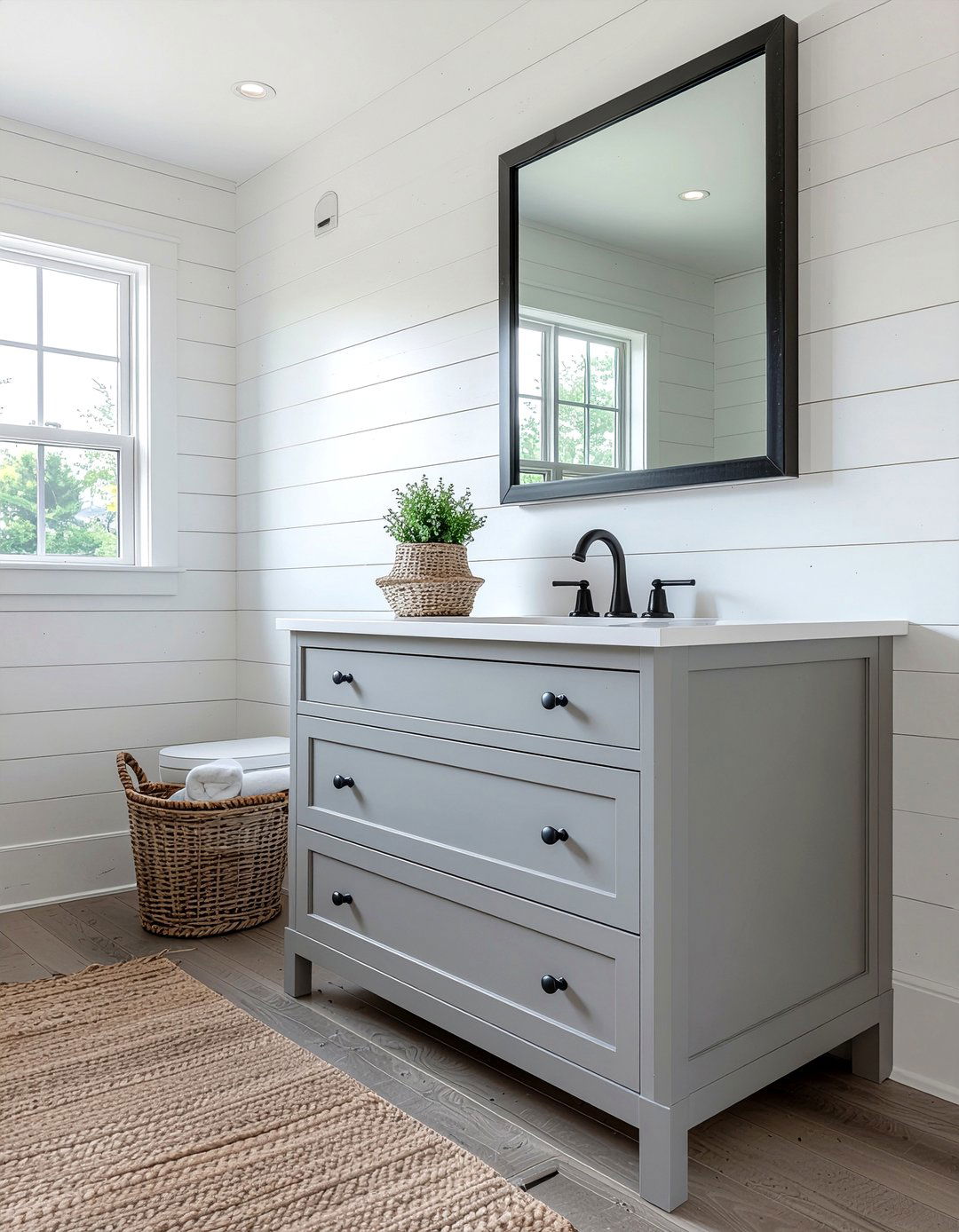 Farmhouse Gray Bathroom - 30 cool gray bathroom ideas