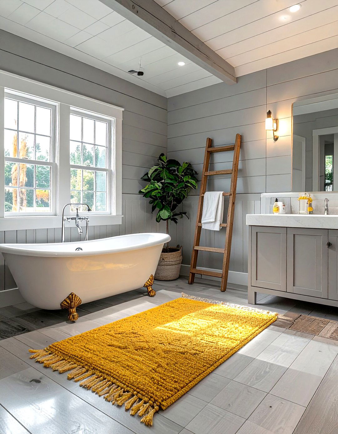 Farmhouse Gray Yellow Bathroom - 30 gray yellow bathroom ideas