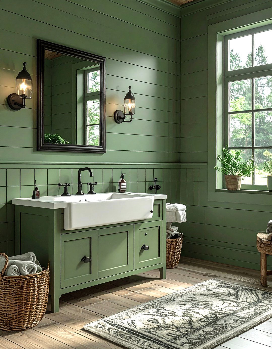 Farmhouse Green Bathroom - 30 green bathroom decor ideas