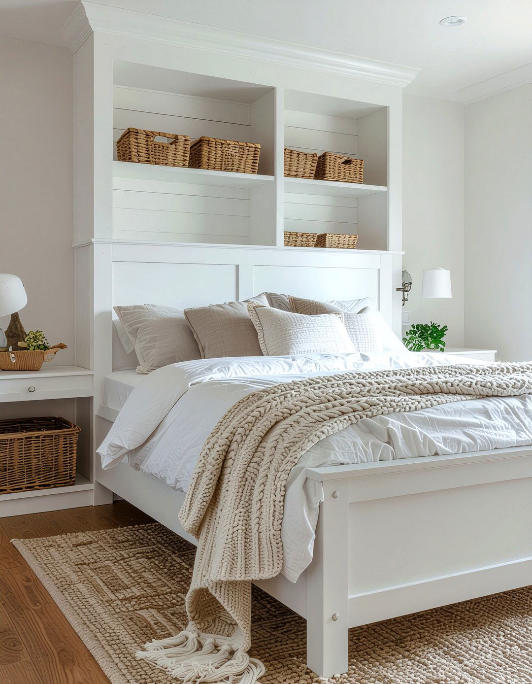 Farmhouse Headboard Shelf - 30 bedroom bookcase headboards