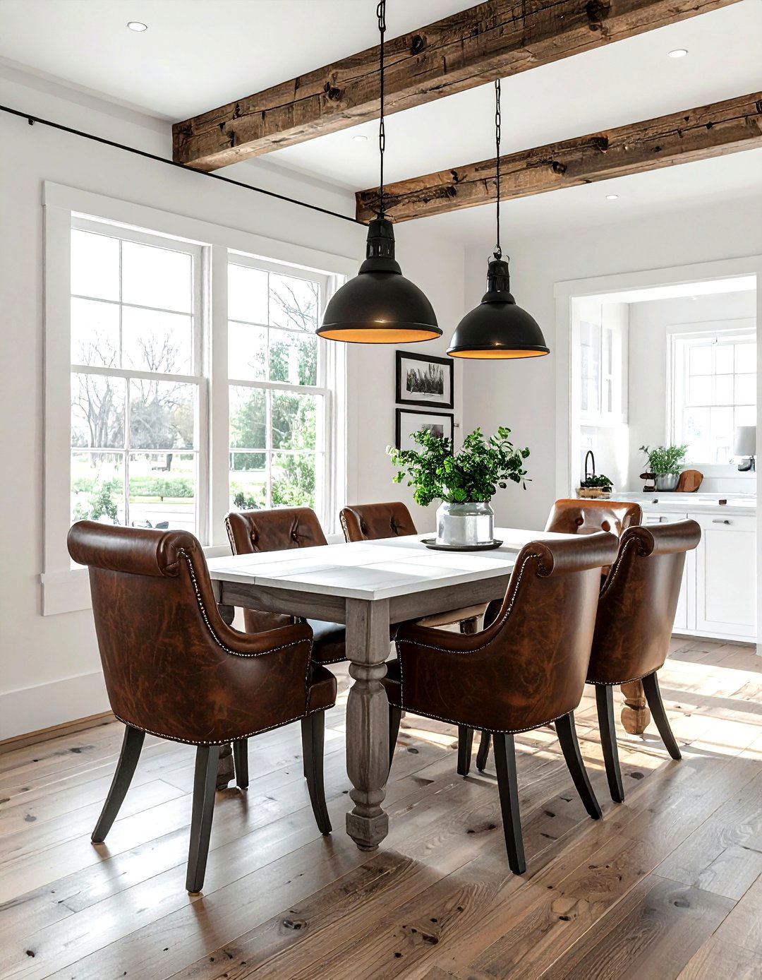 Farmhouse Leather Dining - 30 leather dining room ideas