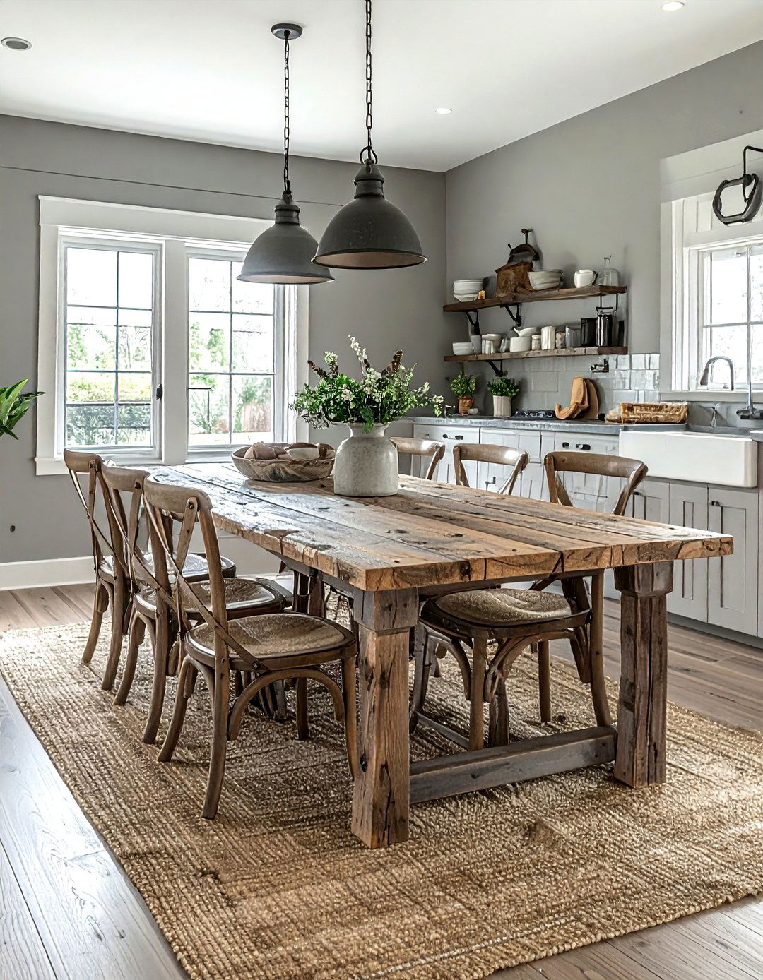 Farmhouse Light Gray Dining Room - 30 light gray dining room ideas