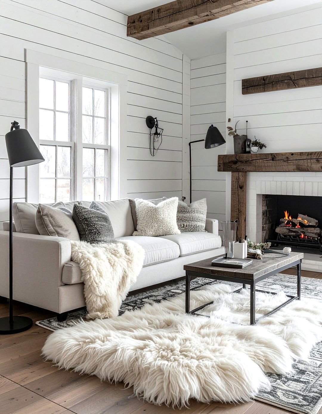 Farmhouse Living Room Sheepskin - 30 sheepskin living room ideas