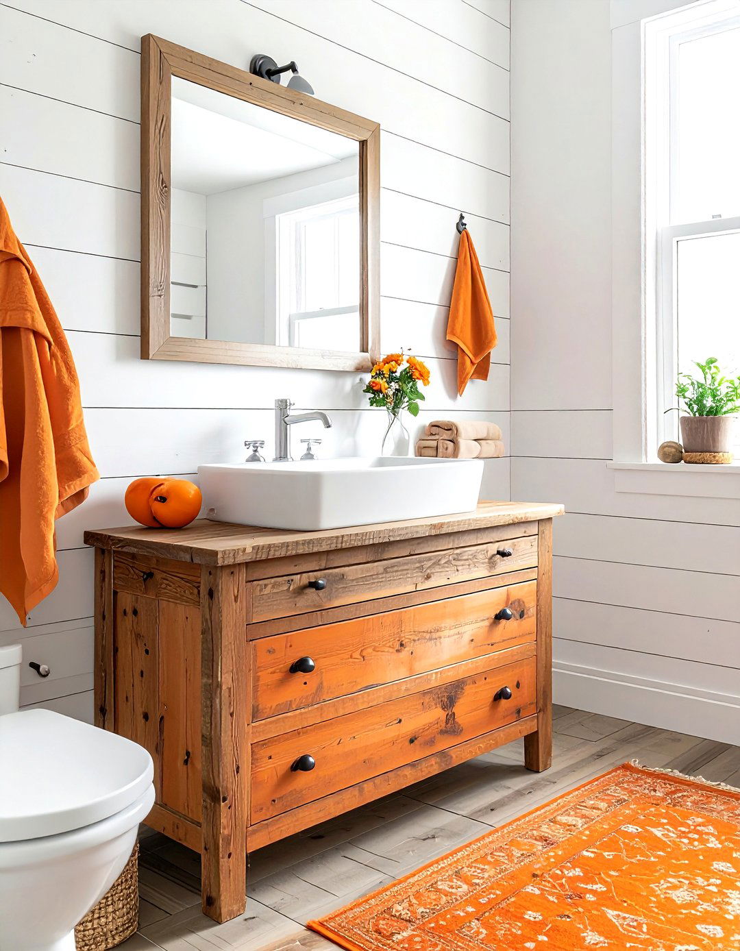 Farmhouse Orange Bathroom - 30 orange and white bathroom ideas
