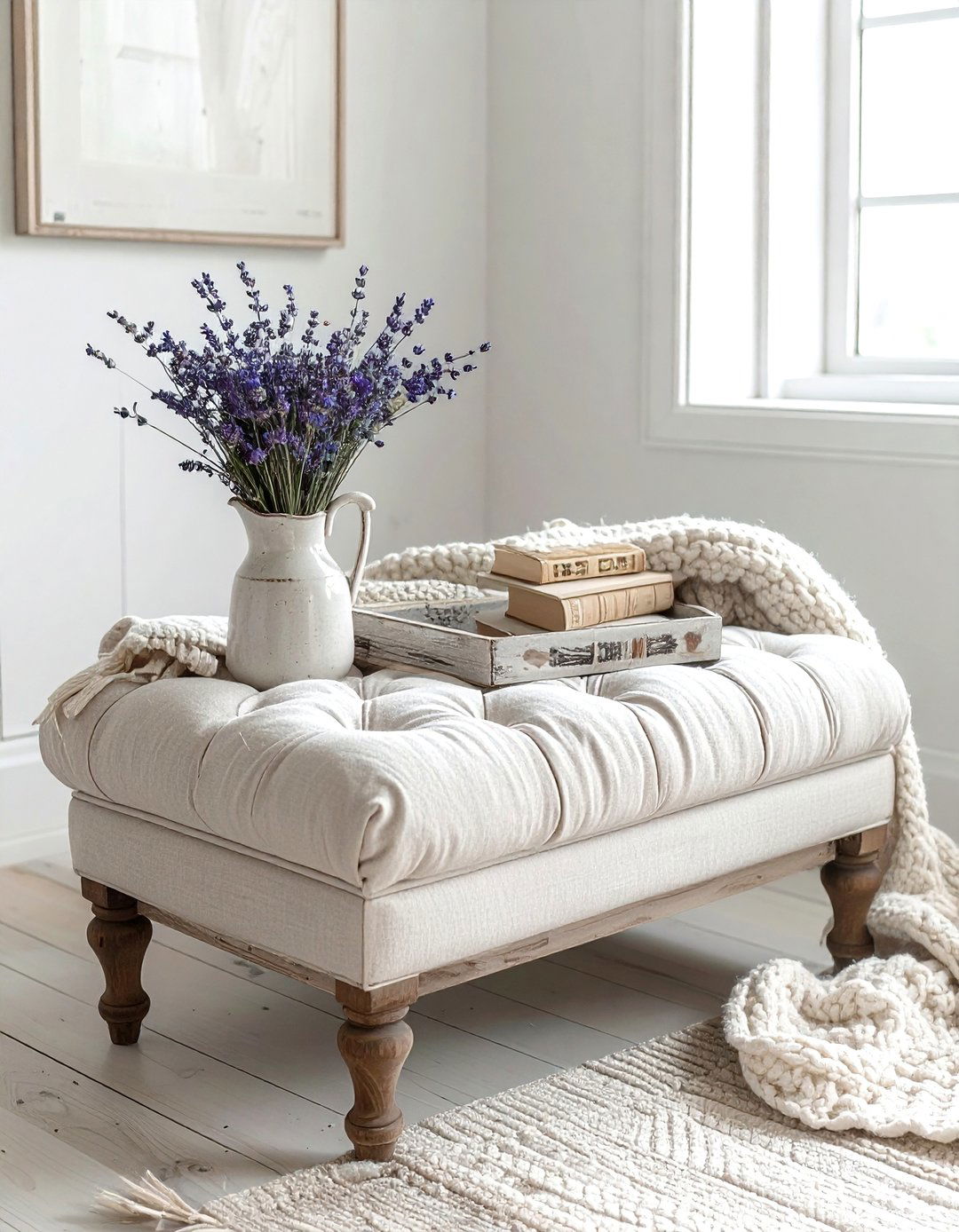 Farmhouse Ottoman Styling - 30 ottoman styling ideas