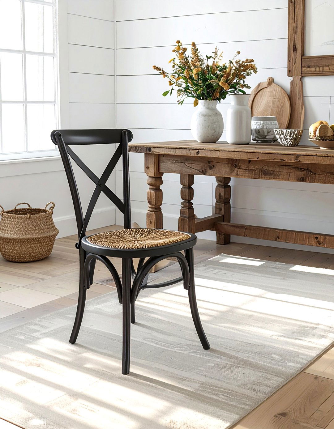 Farmhouse Rattan Chair - 30 rattan dining chair ideas
