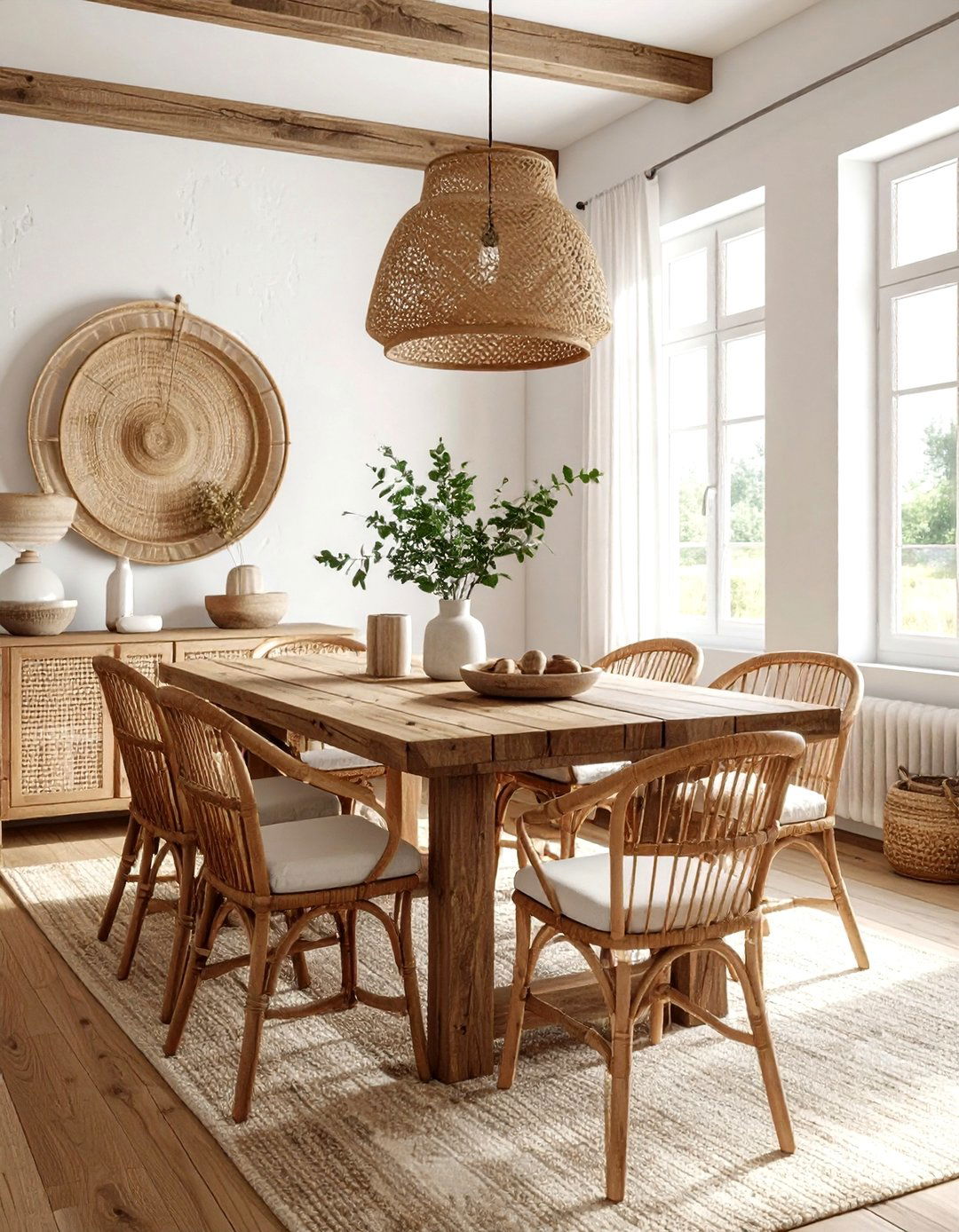 Farmhouse Rattan Dining Room - 30 rattan dining room ideas