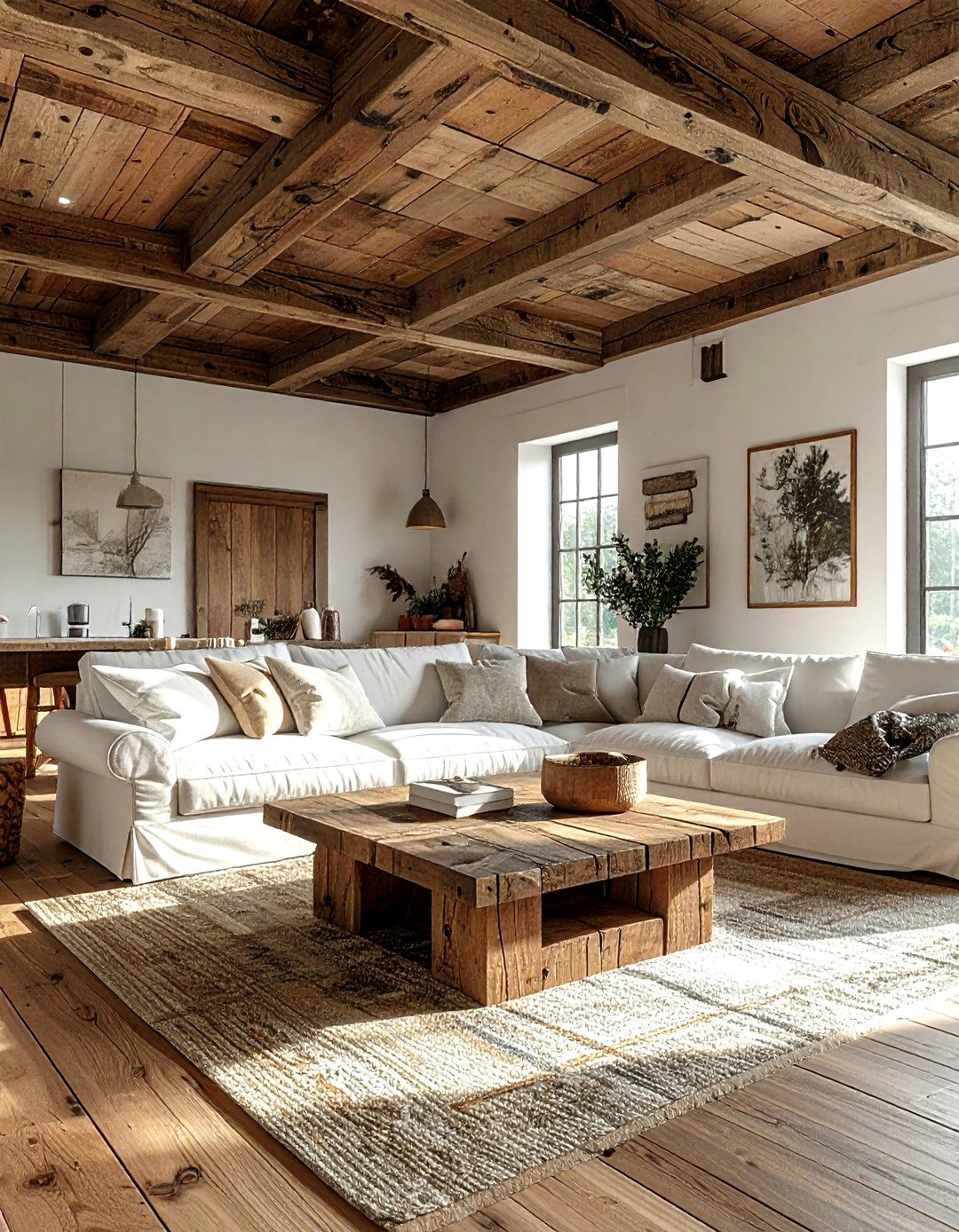 Farmhouse Reclaimed Wood Barrel Ceiling - 30 living room barrel ceiling ideas