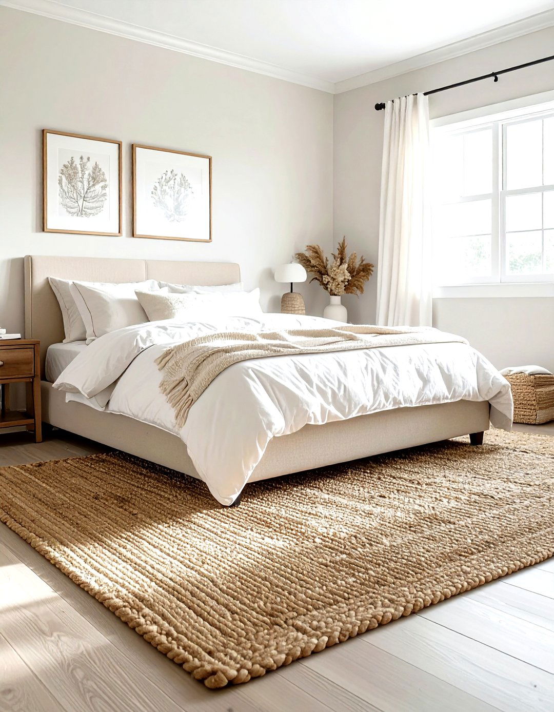 Farmhouse Rug Decor - 30 farmhouse cream bedroom ideas