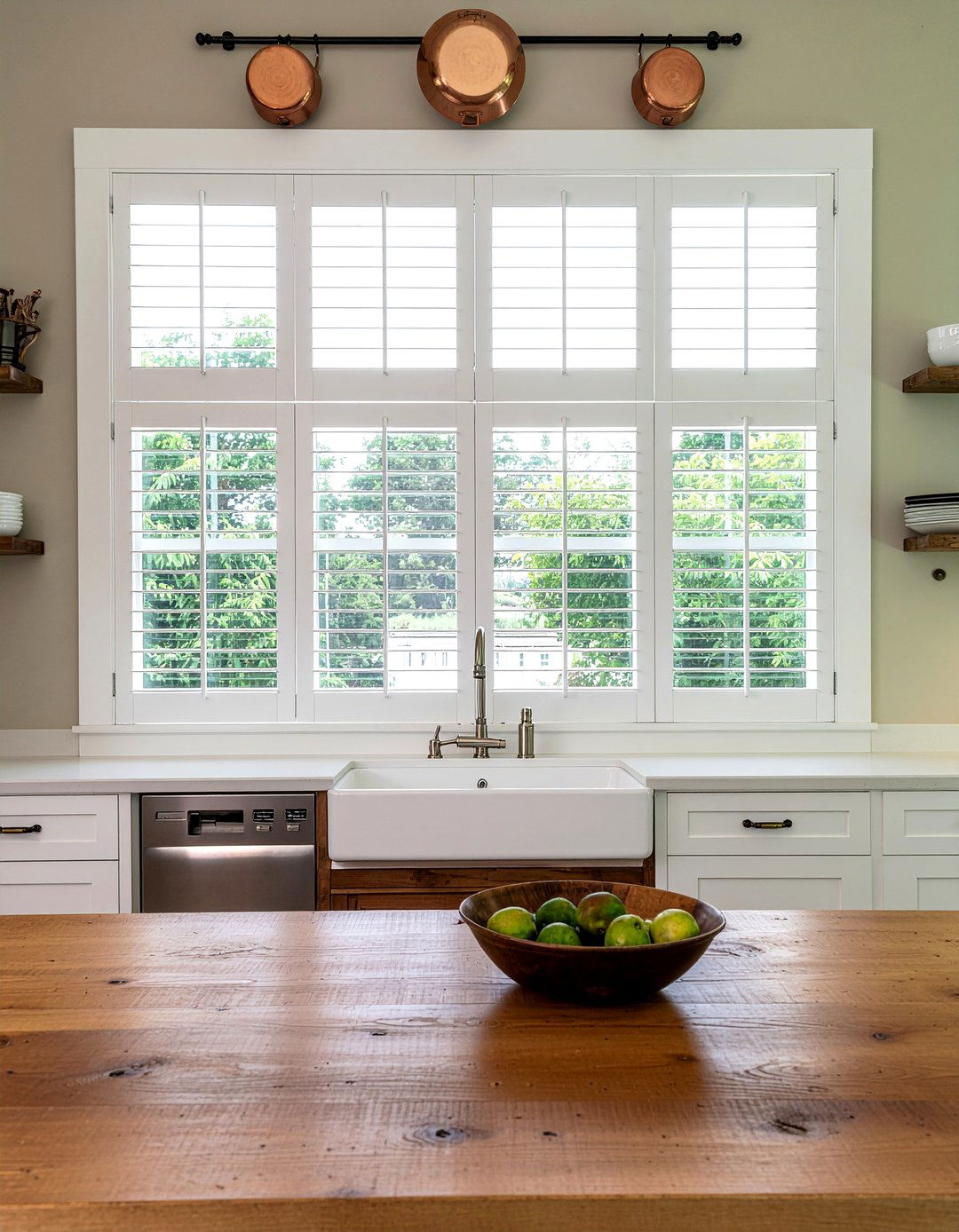 Farmhouse Shutters - 30 kitchen window treatment ideas