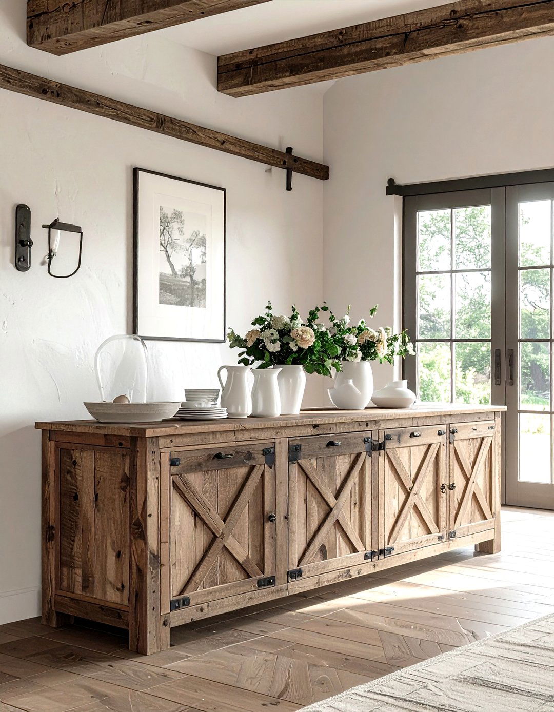 Farmhouse Sideboard - 30 dining room cabinet storage ideas