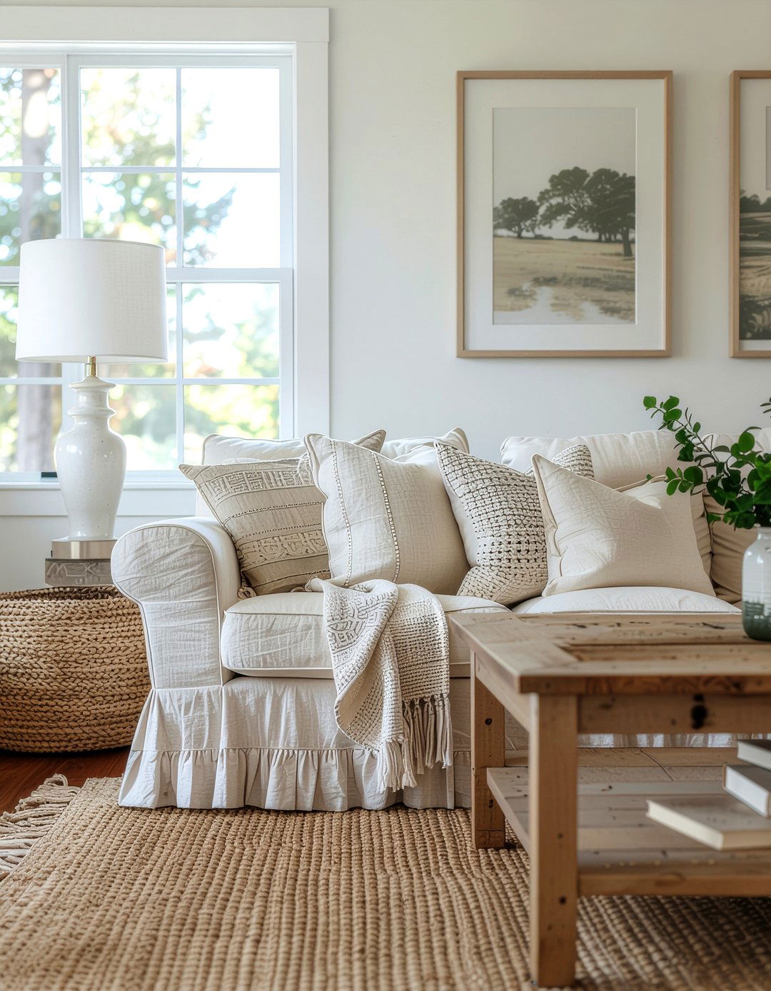 Farmhouse Slipcover Sofa - 30 living room upholstered sofa ideas