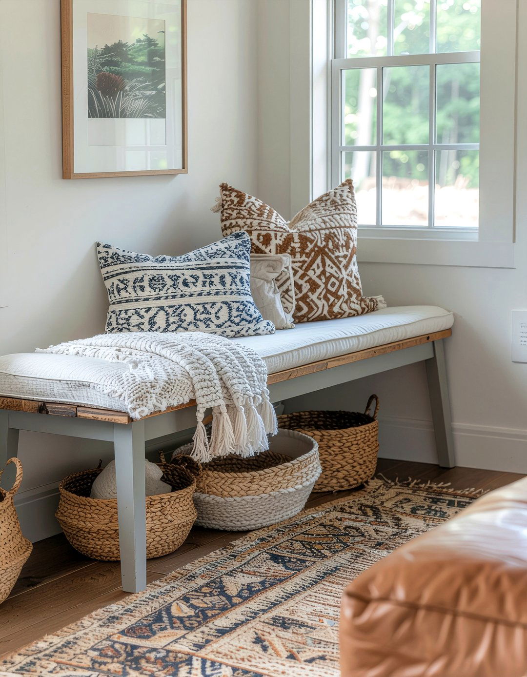 Farmhouse Storage Bench - 30 living room rustic furniture ideas