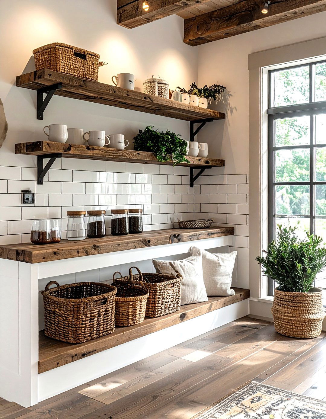 Farmhouse Style Coffee Nook - 30 kitchen coffee nook ideas