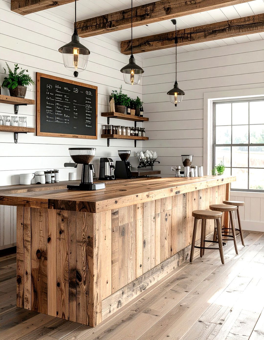 Farmhouse Style Coffee Nook - 30 kitchen home bar ideas