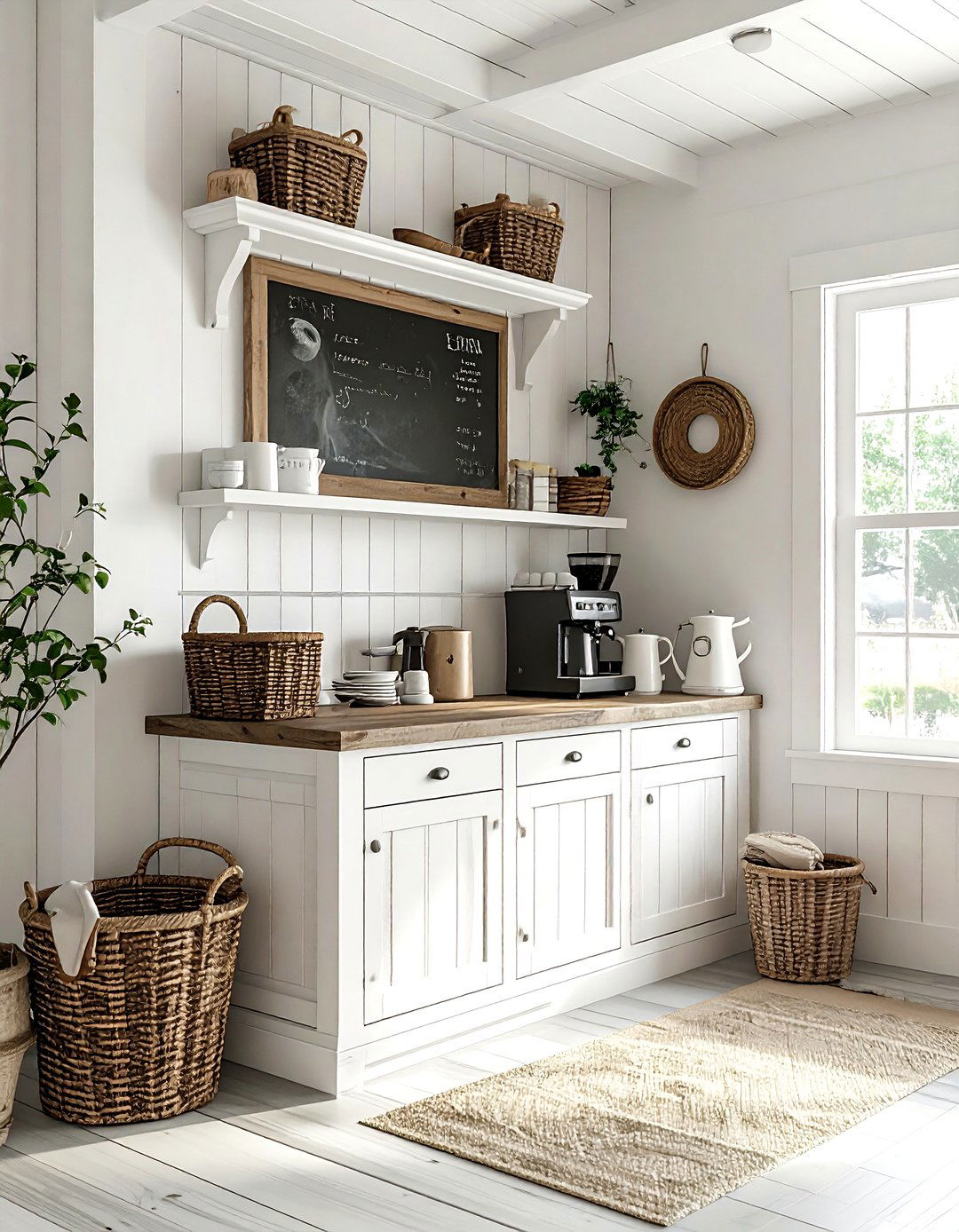 Farmhouse Style Coffee Nook - 30 dining room drink station ideas