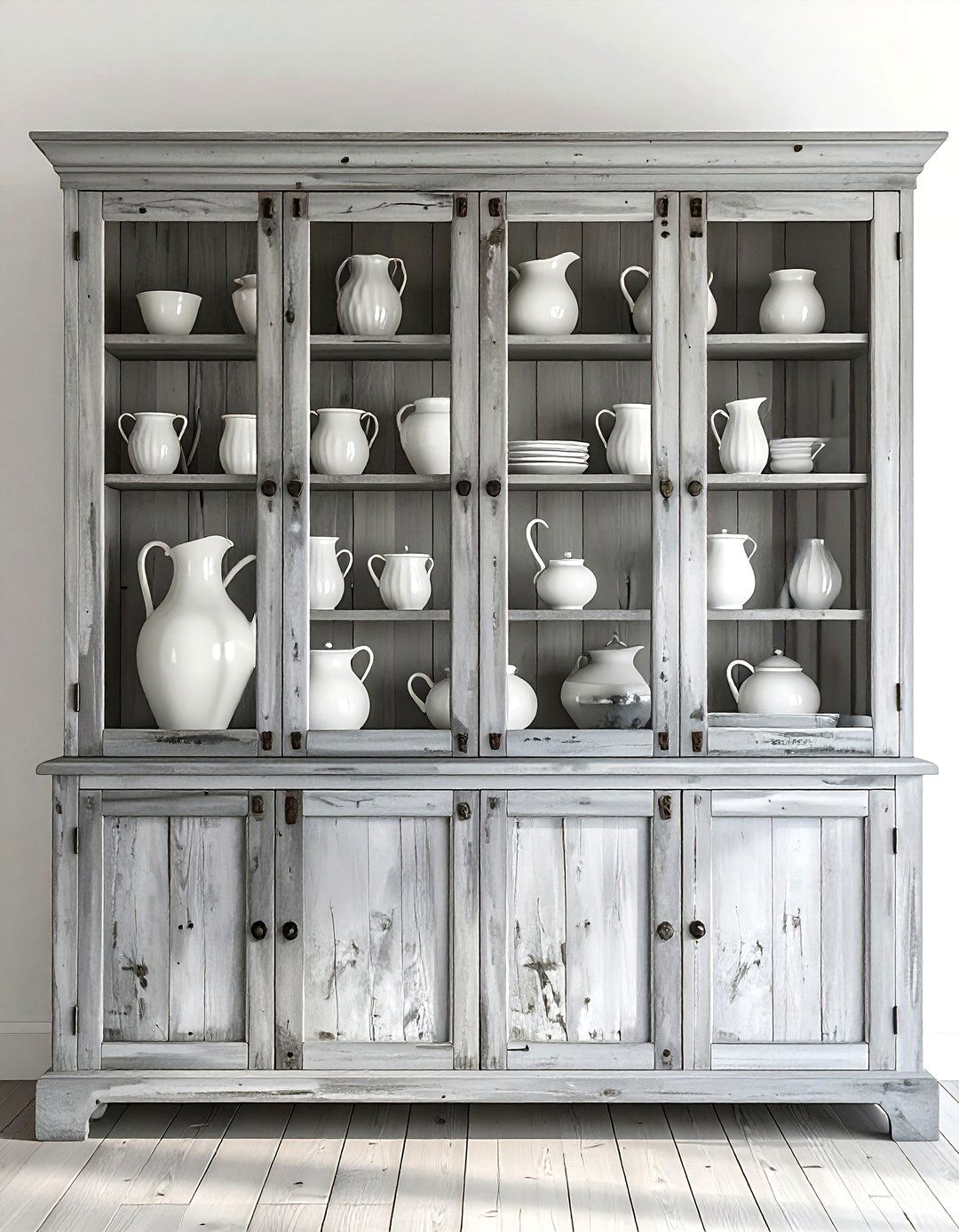 Farmhouse Style Display Cabinet - 30 dining room under bed storage ideas