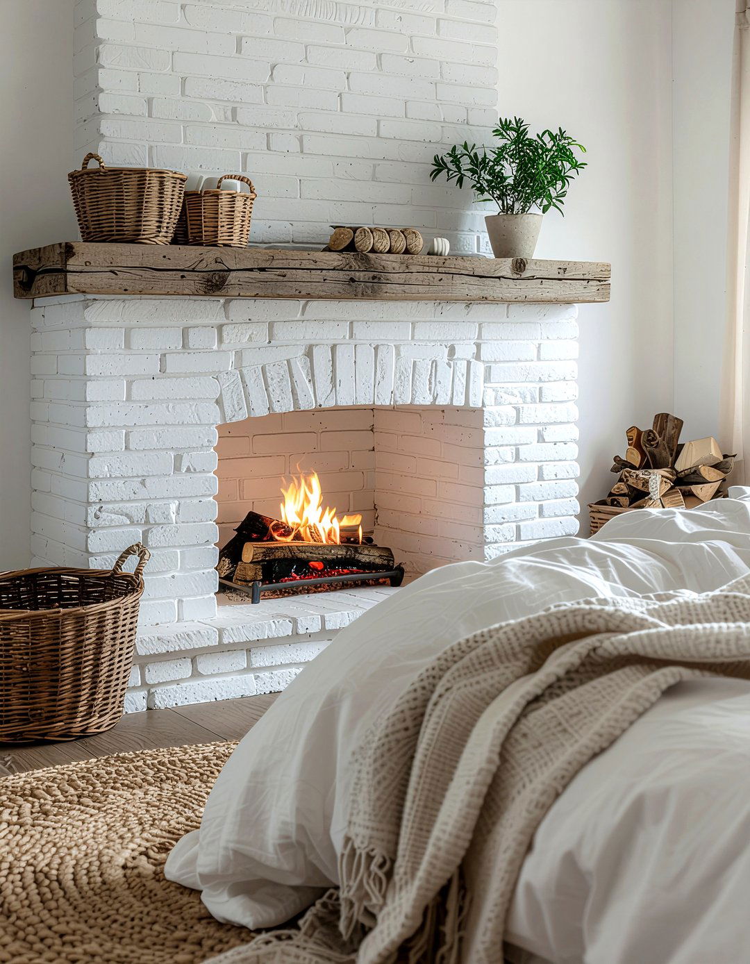 Farmhouse Style Fireplace - 30 bedroom gas fireplace ideas