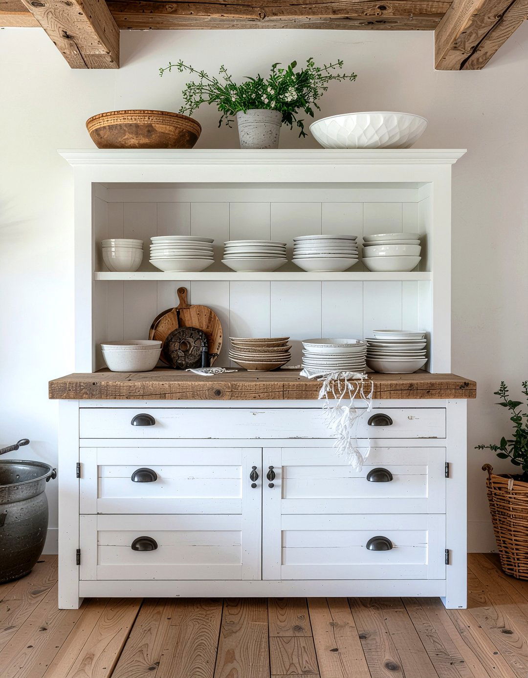 Farmhouse Style Hutch - 30 kitchen china cabinet ideas