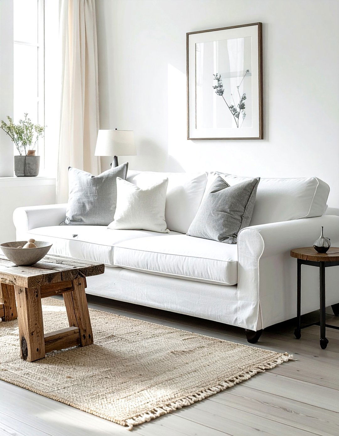 Farmhouse Style Washable Sofa Cover - 30 living room slipcovered sofa ideas