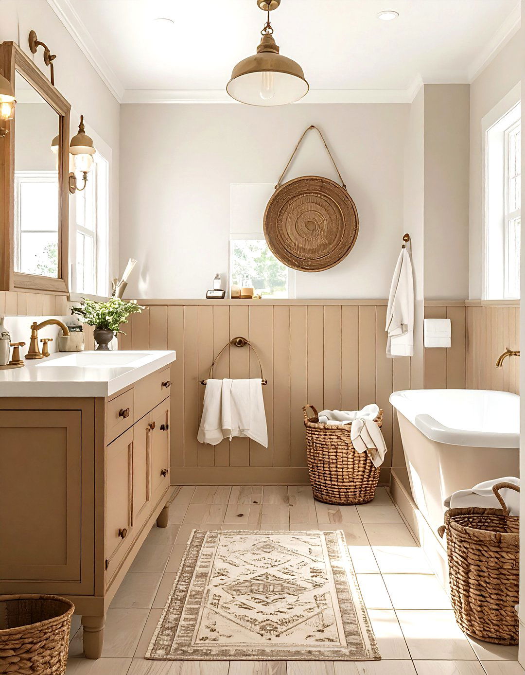Farmhouse Tan Bathroom - 30 warm tan bathroom ideas
