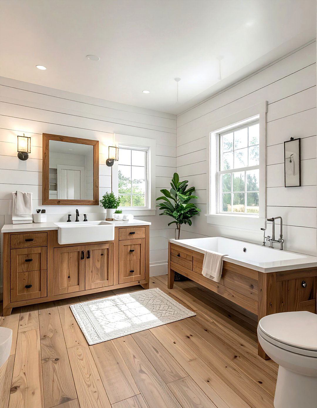 Farmhouse Teak Bathroom - 30 teak bathroom ideas
