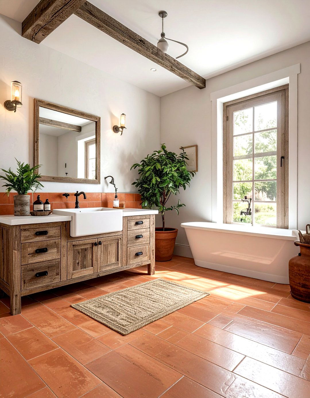 Farmhouse Terracotta Bathroom - 30 terracotta bathroom ideas