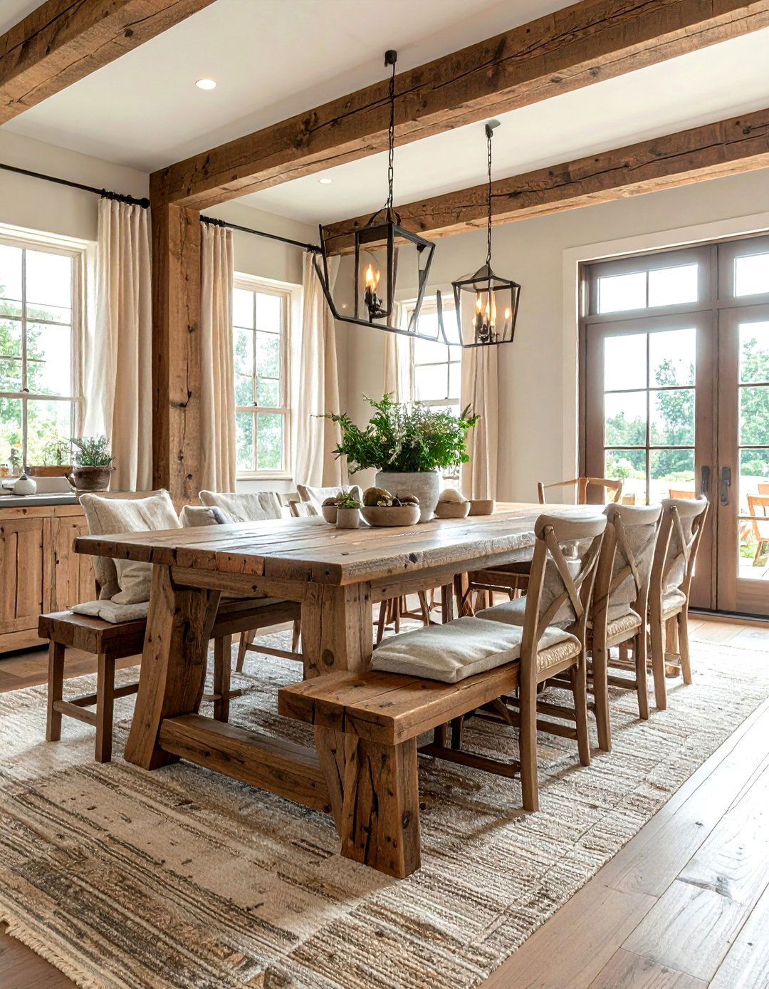 Farmhouse Trestle Table - 30 preserved dining room ideas