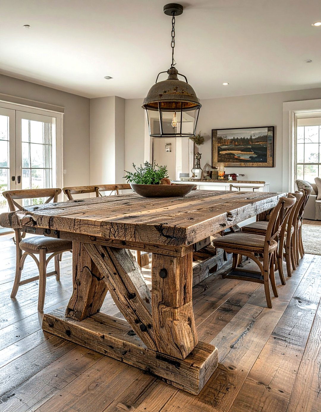 Farmhouse Trestle Table - 30 reclaimed wood dining room ideas