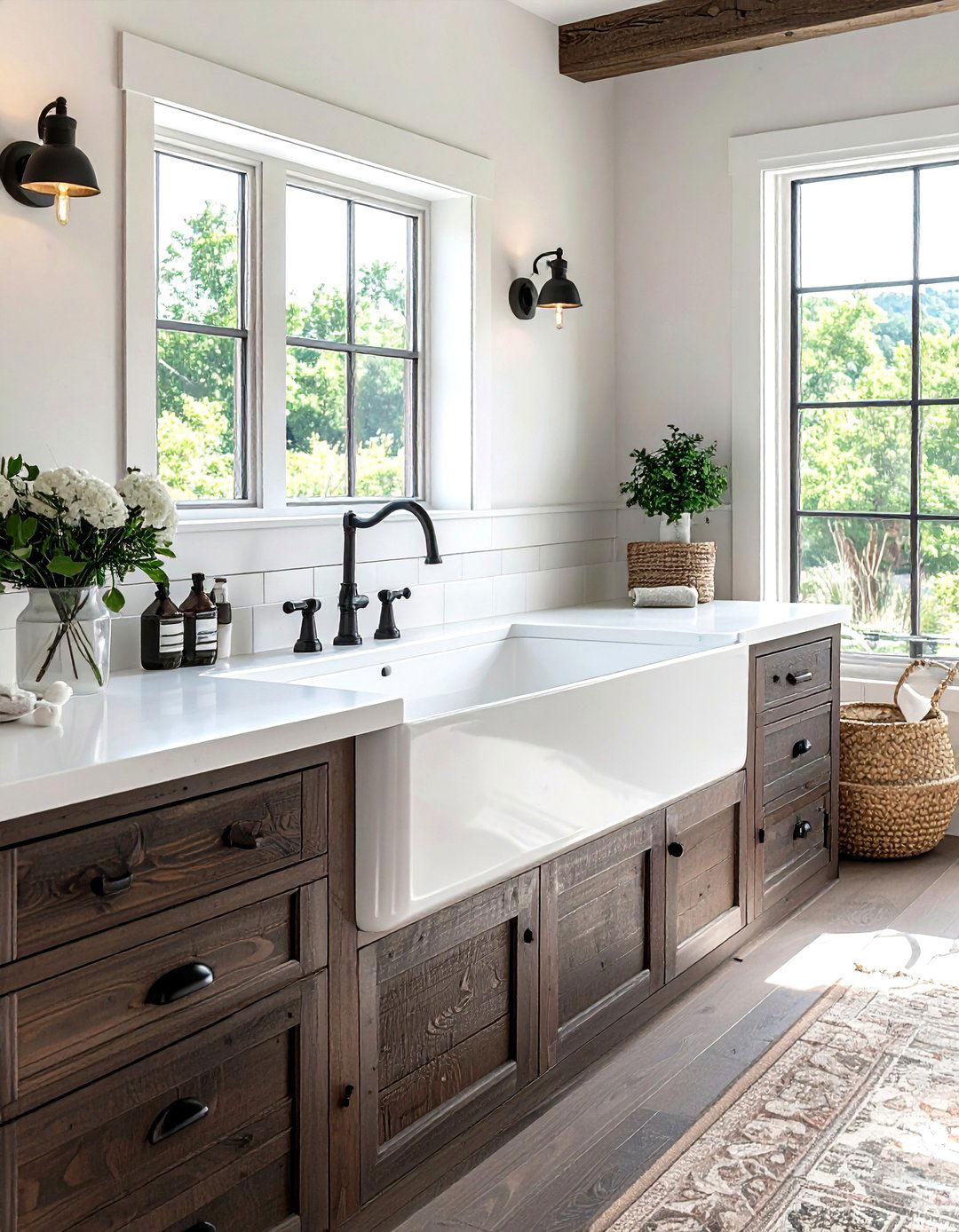 Farmhouse Trough Sink - 30 rustic bathroom ideas