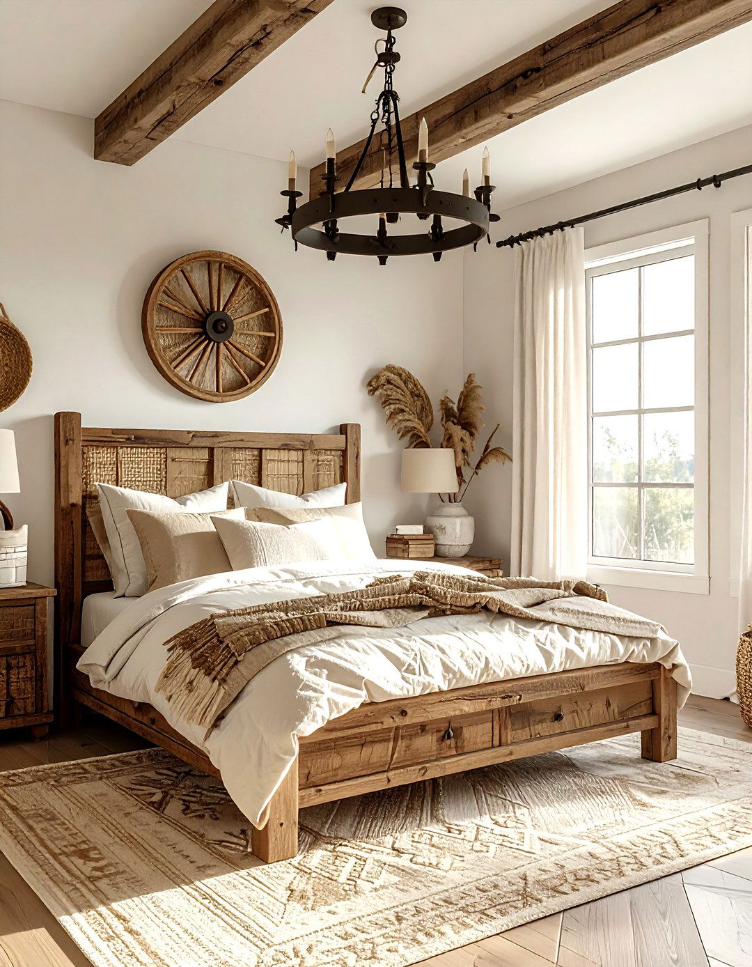 Farmhouse Wagon Chandelier - 30 bedroom chandelier ideas