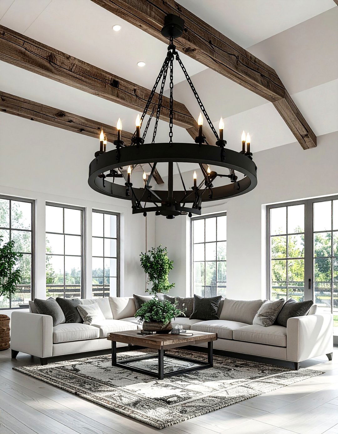 Farmhouse Wheel Chandelier - 30 statement lighting ideas