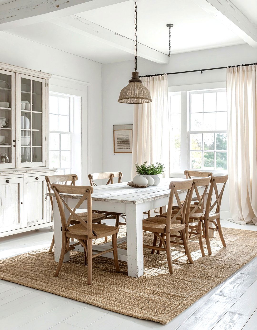 Farmhouse White Dining Room - 30 white dining room design ideas