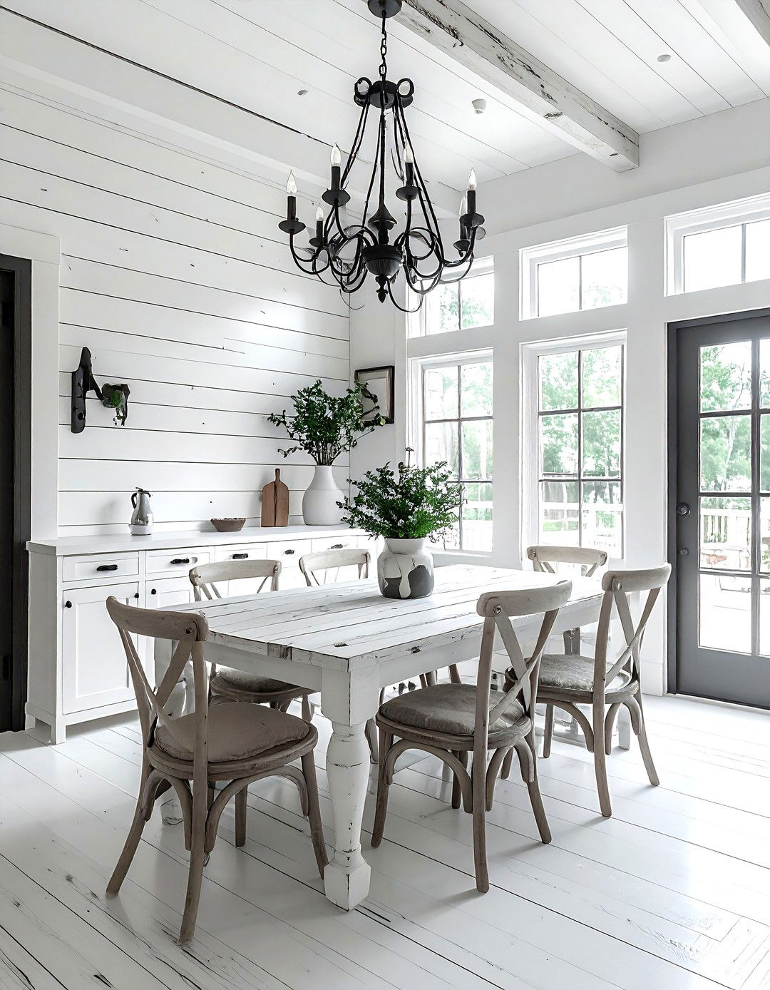 Farmhouse White Dining Room - 30 white dining room ideas